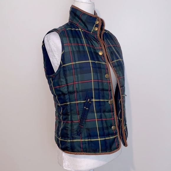Ralph Lauren vintage Y2K leather piping Blue and Green Quilted Vest - Picture 3 of 13